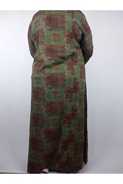 YAŞAR TRİKO Women's Green Pentagonal Collar Long Sleeve Sleeve Ankle Elastic Summer Viscose Long Dress 2 cm Water Pulls