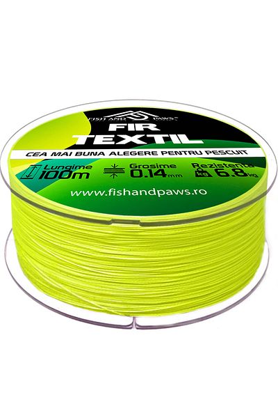Fish & Paws Fir textil pentru pescuit Fish & Paws ® impletit in 4 fire, rezistent la abraziune si nod