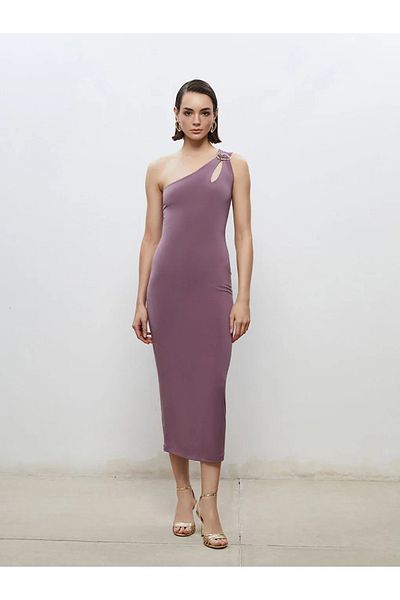 LC Waikiki Soulife pink one shoulder dress with window detail