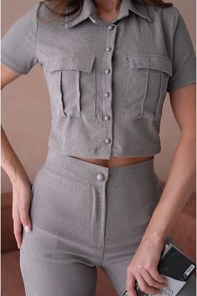 YILMAZBARMAZ women's double suit with flap pockets