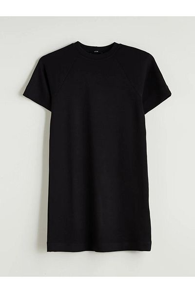 LC Waikiki Lcw Comfort Black Crew Neck T-Shirt Dress