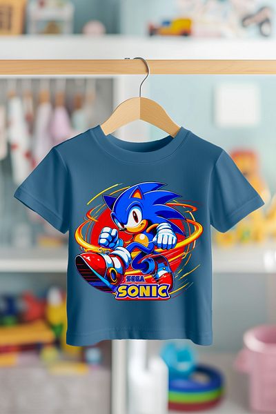 BookOrBook Tricou pentru copii Sonic Sega 100% bumbac de calitate premium