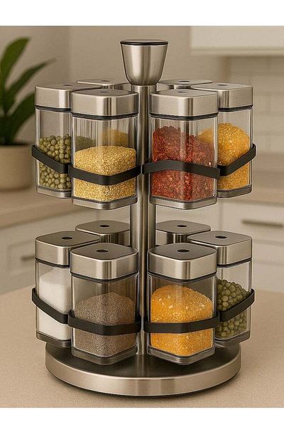ALMUFARREJ 12-Piece Spice Bottle Set Clear