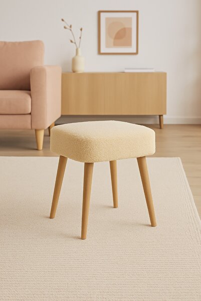 Bounteous Kare Model Tedy Kumaş Puf Tabure