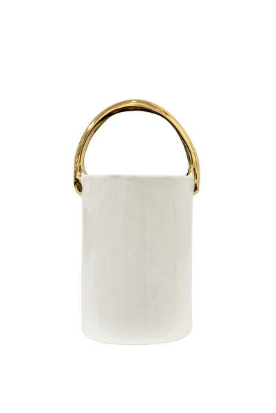 Lara Decor Beyaz Gold Çanta Vazo