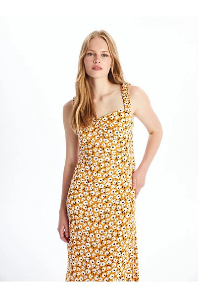 LC Waikiki LCW Vision Sari Heart Neck Floral Women's Dress