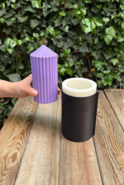 rufus concept Baton Dalgalı Büyük Kasnaklı Silikon Mum Kalıbı