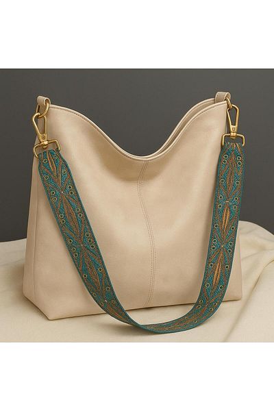 Bambus Home Bohemian Style Ethnic Patterned Faux Leather Straps Women Hand And Shoulder Bag
