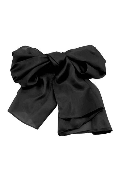 EVoStyle Esarfă din Matase 100%, Fină și versatilă, Culoare Negru, 45 cm x 155 cm