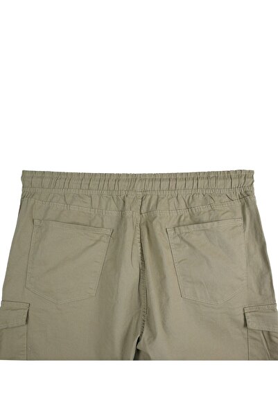 tambattal Large Size Lace-Up Gabardine Trousers with Cargo Pockets