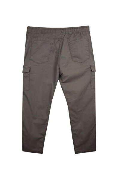tambattal Large Size Lace-Up Gabardine Trousers with Cargo Pockets
