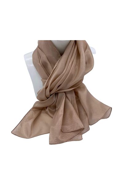 EVoStyle Esarfă din Matase 100%, Fină și versatilă, Culoare Bej, 45 cm x 155 cm