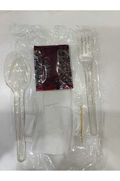 BARREL AMBALAJ 100 ADET SERT PLASTİK ŞEFFAF (ÇATAL KAŞIK TUZ PEÇETE ISLAK MEN...