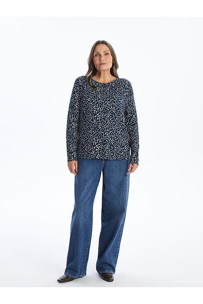 LC Waikiki Γυναικεία μπλούζα με μοτίβο από ύφασμα Standard Mold Viscose