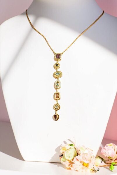 boews Renkli 7 Taş Modeli Y Şekilli Melıs Goral Uzun Çelik Kolye Anneler Günü...