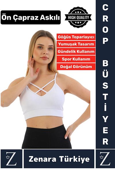 Zenara Luxery Breast Firming Anti-Sagging Sports Casual Use Front Cross Straps Micro Crop Bustier