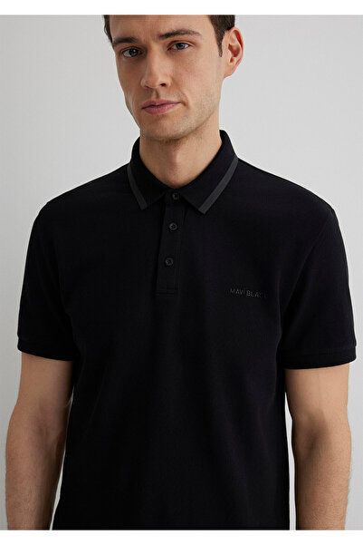 Mavi Μαύρο ανδρικό μπλουζάκι με λαιμόκοψη M0611829-900