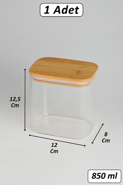 color house 2 Pieces Coffee Pot Sugar Bowl Rectangular Natural Bamboo Cover Borosilicate Glass Countertop Luxury Jar - B02