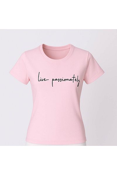 trender Live Passionately Print Relaxed Fit Pink Women's T-Shirt