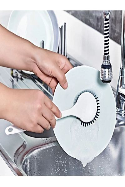 Hanedanev Silicone Dishwashing Sink Cleaning Brush Kitchen Countertop Brush Teflon Non-Scratching Silicone Brush