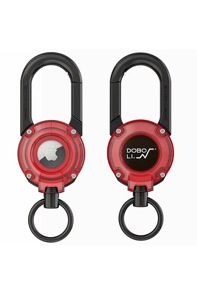 REDz Accessories Carabiner Case for Apple Airtag, Key Ring, Shockproof, Stainless-steel, Red
