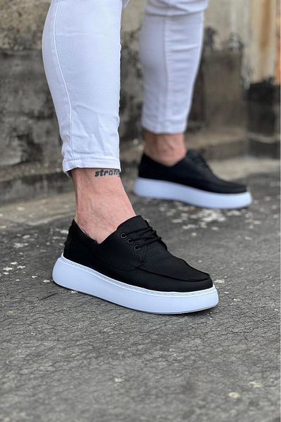 RUBY BOUTİQUE Black Skin Orthopedic Sole Men's Casual Shoes