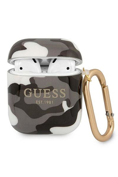 REDz Accessories Guess Protective Case for Apple AirPods 1/2, GUA2UCAMG, Camo Collection, Brown