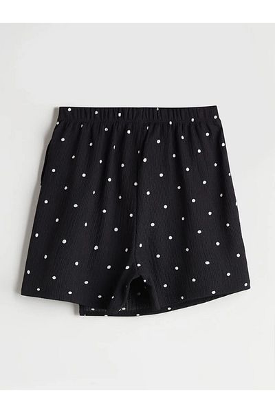 LC Waikiki LCW Kids Fusta scurtă pentru fetiță, neagră, cu talie elastică, cu buline
