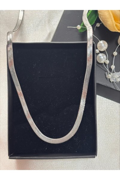 İZMİR.ACCESSORİZE TAKI & BİJUTERİ & AKSESUAR Italian Chain Silver Steel Stylish Necklace