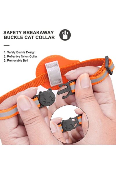 REDz Accessories Animal Collar for Airtag, Reflective, Bell, Textile, Orange