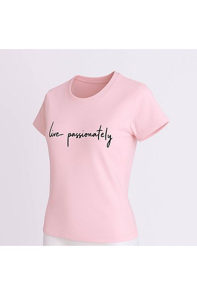 trender Live Passionately Print Relaxed Fit Pink Women's T-Shirt