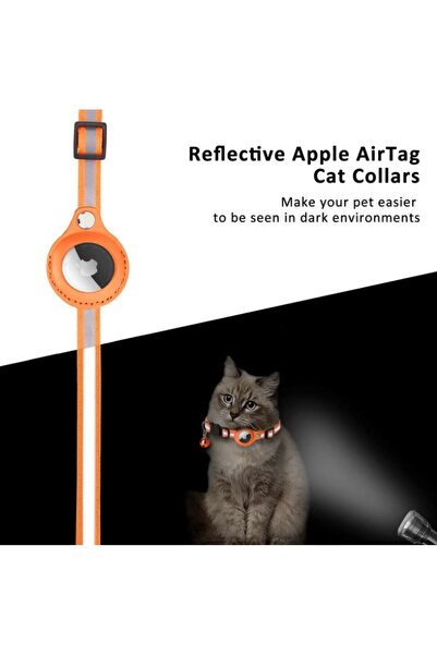 REDz Accessories Animal Collar for Airtag, Reflective, Bell, Textile, Orange
