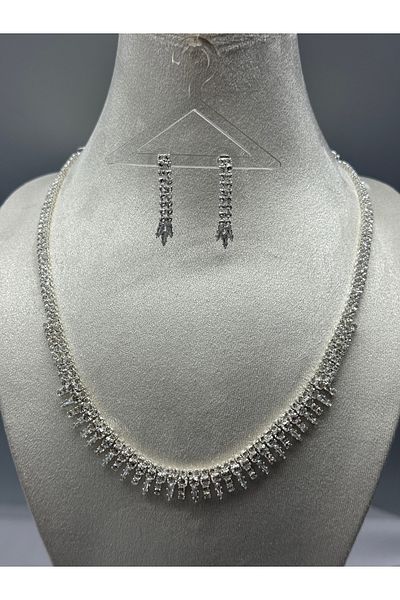 HADRA ACCESSORİES High Quality Zircon Stone Pendant Model Elegant Waterway Evening Dress Jewelry Set Bridal Jewelry Set Wedding Set