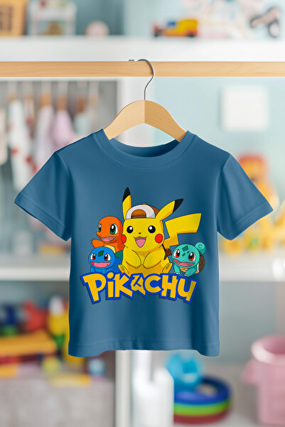 BookOrBook Детска тениска Pikachu Charmander Bulbasaur, 100% памучна, първокл...