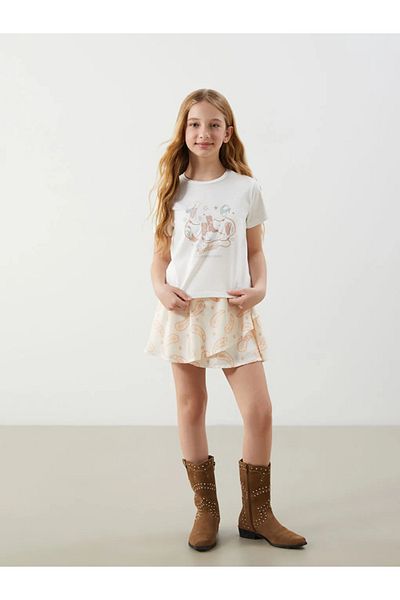 LC Waikiki Lcw Kids Beige Elastic Waist Girls' Shorts Skirt
