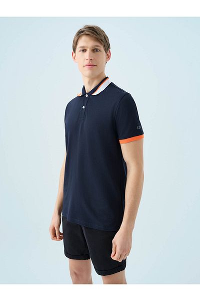 Loft Ανδρικό μπλουζάκι με γιακά πόλο Regular Fit Navy Blue Lf2038867