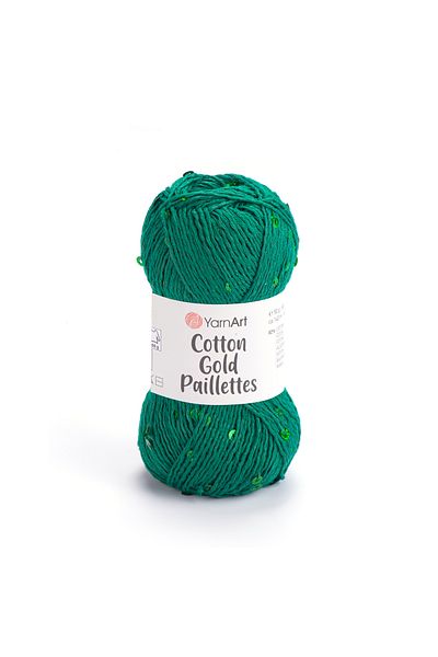Yarnart Cotton Gold Paillettes 7114 Sparkling Sequin Hand Knitting Yarn