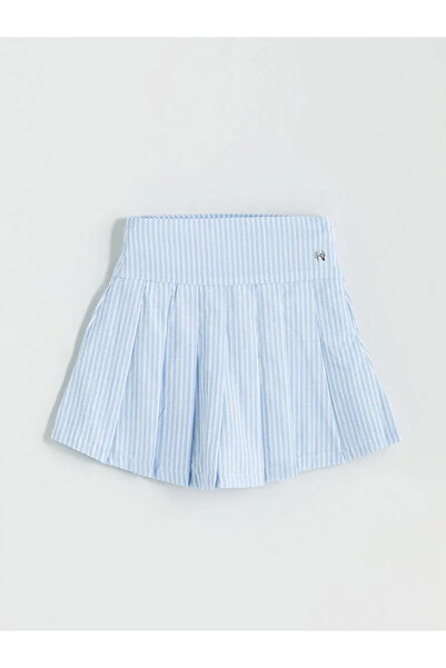 LC Waikiki LCW Kids Mavi Pileli Kız Çocuk Şort Etek