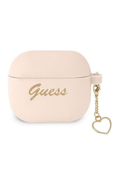 REDz Accessories Guess Protective Case for Apple AirPods 3, GUA3LSCHSP, Silicone Charm Heart Collection, Pink