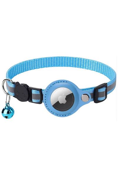 REDz Accessories Animal Collar For Airtag, Reflective, Bell, Textile, Light Blue