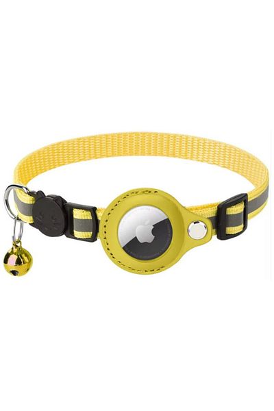 REDz Accessories Animal collar for Airtag, Reflective, Bell, Textile, Yellow