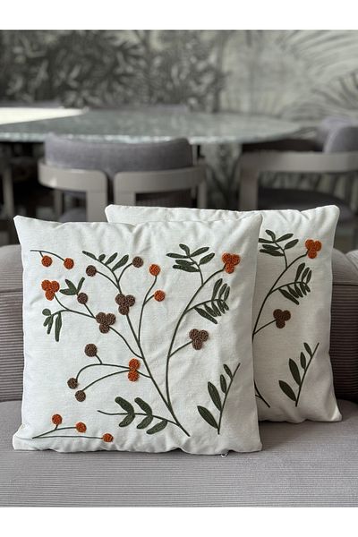 Skhome Κεντημένο κάλυμμα μαξιλαριού με κλαδί σταφυλιού 1 τεμάχιο 43x43cm(PNC-125)