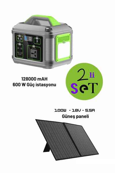 Fuchsia 128.000 mAh 600 Watt Güç İstasyonu ve 100 Watt 18 Volt 5.5 Amper Güne...