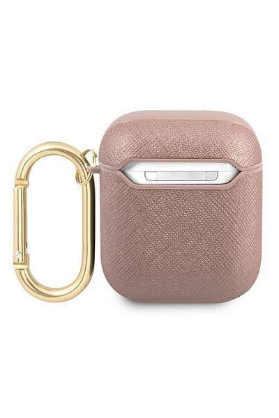 REDz Accessories Guess Protective Case for Apple AirPods 1/2, GUA2SASMP, Saffiano Script Metal Collection, Pink