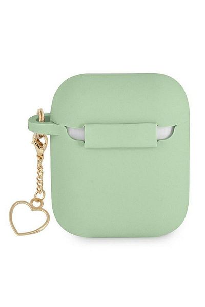 REDz Accessories Guess Protective Case for Apple AirPods 1/2, GUA2LSCHSN, Silicone Charm Heart Collection, Green