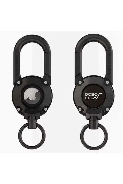 REDz Accessories Carabiner Case for Apple Airtag, Key Ring, Shockproof, Stainless-steel, Black