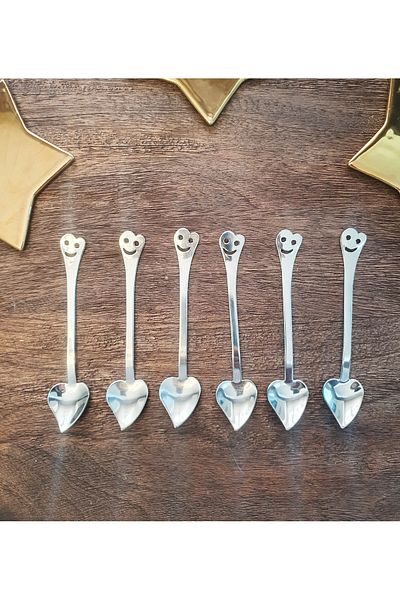 LOVYCO Emoji Teaspoon Set of 6 - Emoji Heart Teaspoon 6 Pieces