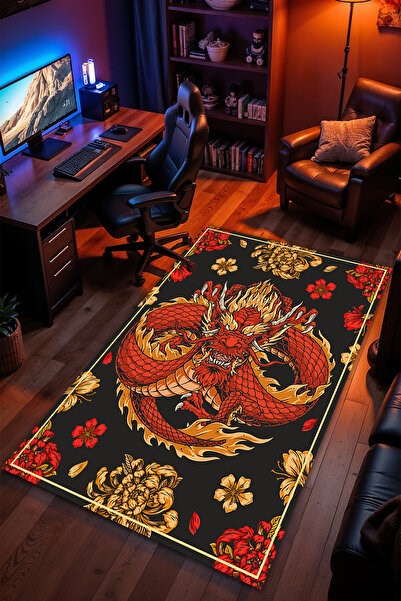 Charmbi Ejderha Desenli Kaymaz Taban Makinede Yıkanabilir Gaming Oyuncu Gamer...