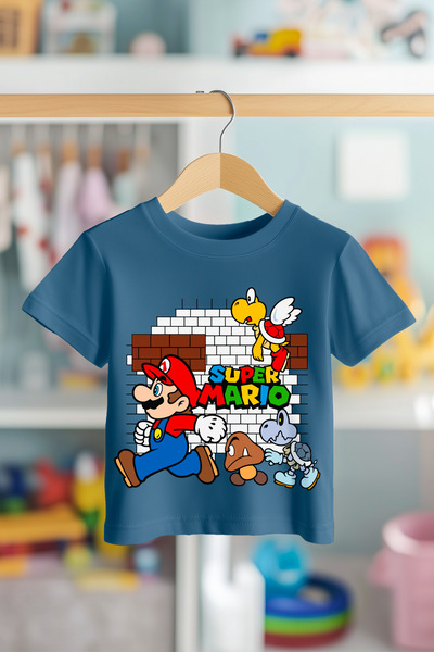 BookOrBook Tricou pentru copii Super Mario Bricks 100% bumbac de calitate premium (vârsta 3-12)