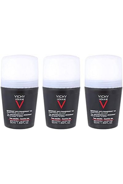 Vichy Men's 48H Vichy Homme Anti-Transpirant Deodorant - Set of 3, 50ml